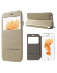 Ventana stand funda de cuero con botones de metal para iPhone 6s  oro - Envío Gratuito