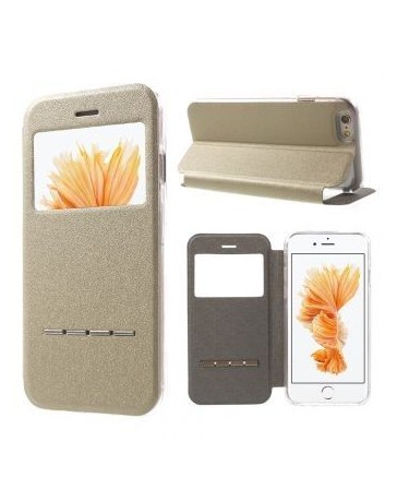 Ventana stand funda de cuero con botones de metal para iPhone 6s  oro - Envío Gratuito