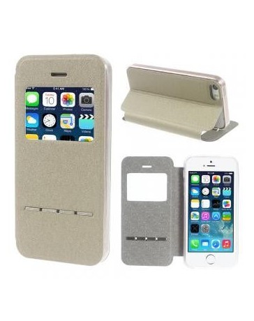Smart View window Leather Flip Cover para iPhone se - oro - Envío Gratuito