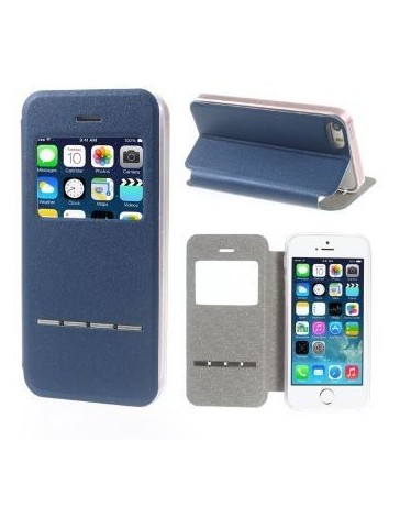 La ventana de vista de cuero soporte inteligente de Shell para iPhone se  - azul - Envío Gratuito
