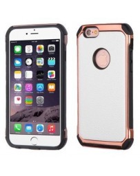 Funda Case para Iphone 6s  Iphone 6 Doble Protector para Uso Rudo de Piel y Plastico Cromado-Blanco - Envío Gratuito