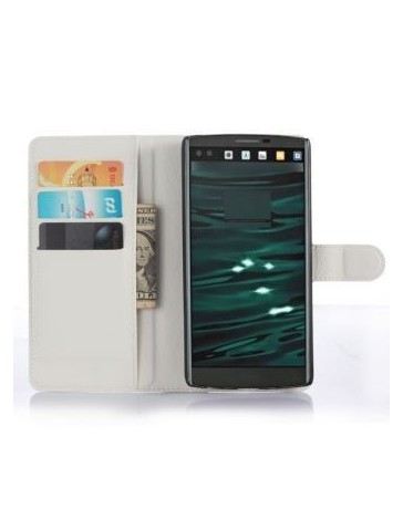 Luxury Magnetic PU Leather Card Wallet Holder Flip Stand Cover Case For LG V10-White - Envío Gratuito