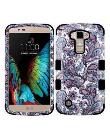 Funda Case para LG Q10 K10 Doble Protector de Uso Rudo Resistente Anti Impactos-Flores Moradas - Envío Gratuito