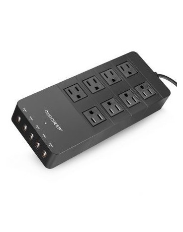 Coocheer Fila Insertada con Cargador Pared 5 puertos USB-Negro - Envío Gratuito