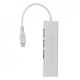 Micro USB de 3 Puertos USB 2.0 HUB + Interfaz RJ45 - Blanco - Envío Gratuito