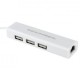 Micro USB de 3 Puertos USB 2.0 HUB + Interfaz RJ45 - Blanco - Envío Gratuito