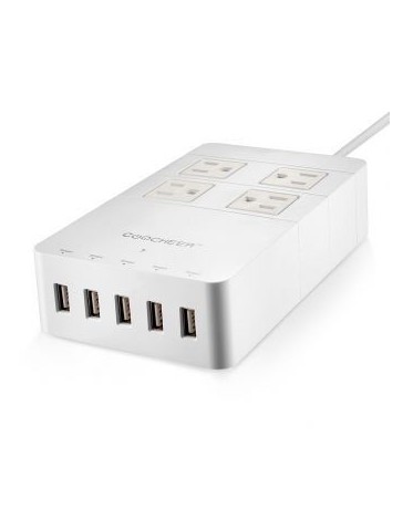 Coocheer Cargador Pared 5 puertos USB-Blanco - Envío Gratuito