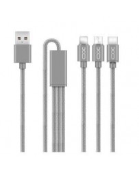 Cable USB 3en1 (V8 iphone Tipo C) - Gris - Envío Gratuito