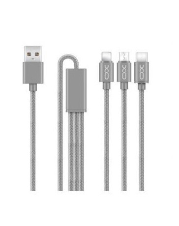 Cable USB 3en1 (V8 iphone Tipo C) - Gris - Envío Gratuito