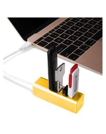 Adaptador de Cargador con 4 puertos USB 3.1 a USB 3.0 para teléfonos Dorado - Envío Gratuito