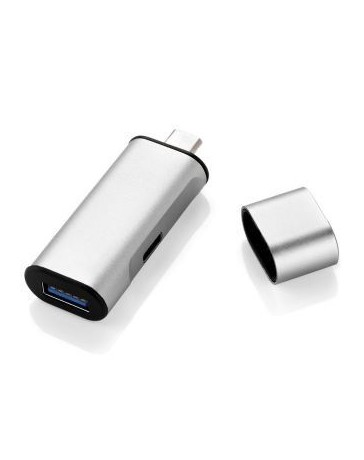 Adaptor de Cargador de Tipo-C USB Puerto de Carga de USB 3.0 + USB Tipo-C Plateado - Envío Gratuito