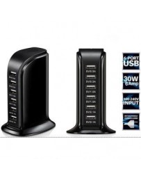 Pixnor Adaptador de cargador USB de 6 puertos 6A Estación de carga rápida de escritorio - Envío Gratuito