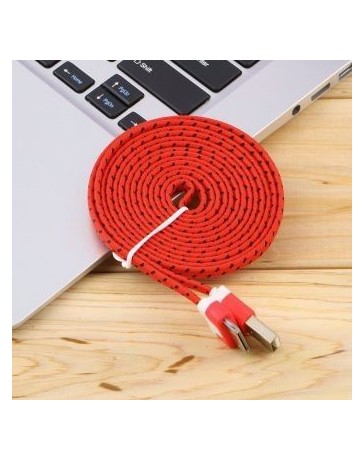 Plana cable trenzado 2m Rojo - Envío Gratuito