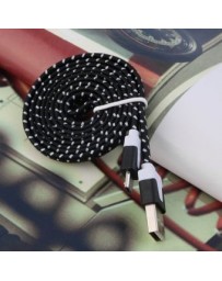 Cable de fideos de nylon trenzada 1M- negro - Envío Gratuito